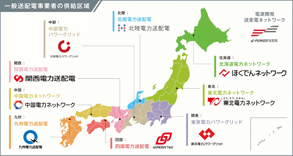 一般送配電事業者の供給区域