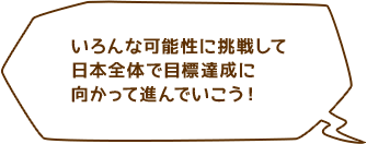 いろんな可能性に挑戦してみんなで目標達成に向かって進んでいこう！