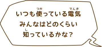 いつも使っている電気みんなはどのくらい知っているかな？
