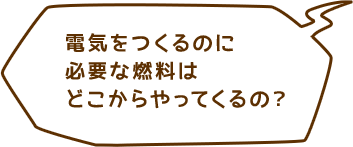 電気をつくるのに必要な燃料はどこからやってくるの？